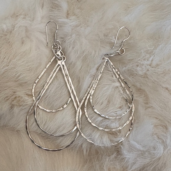 Sterling Jewelry - Chic Triple Teardrop Silver Dangle Earrings